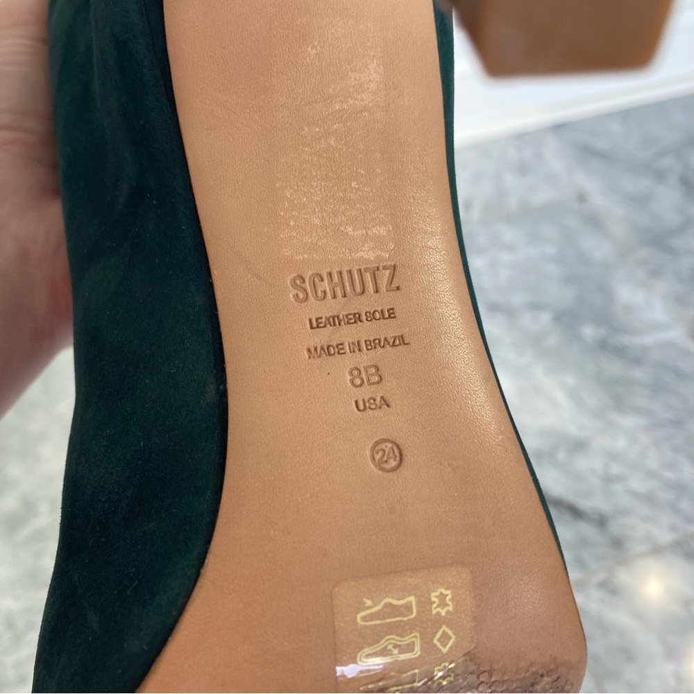 SCHUTZ Maryana Green Suede Tall Boots - Picture 5 of 11